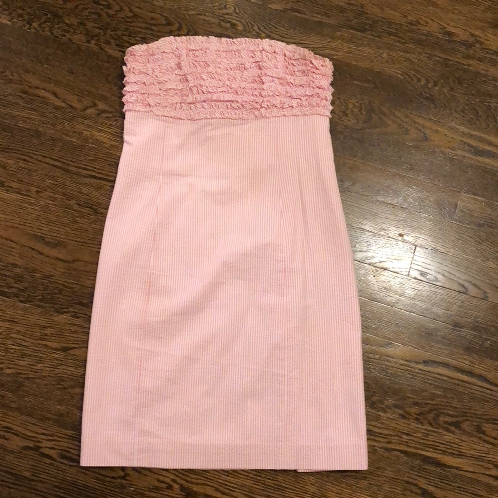 Lilly Pulitzer Strapless Pink Seersucker Dress